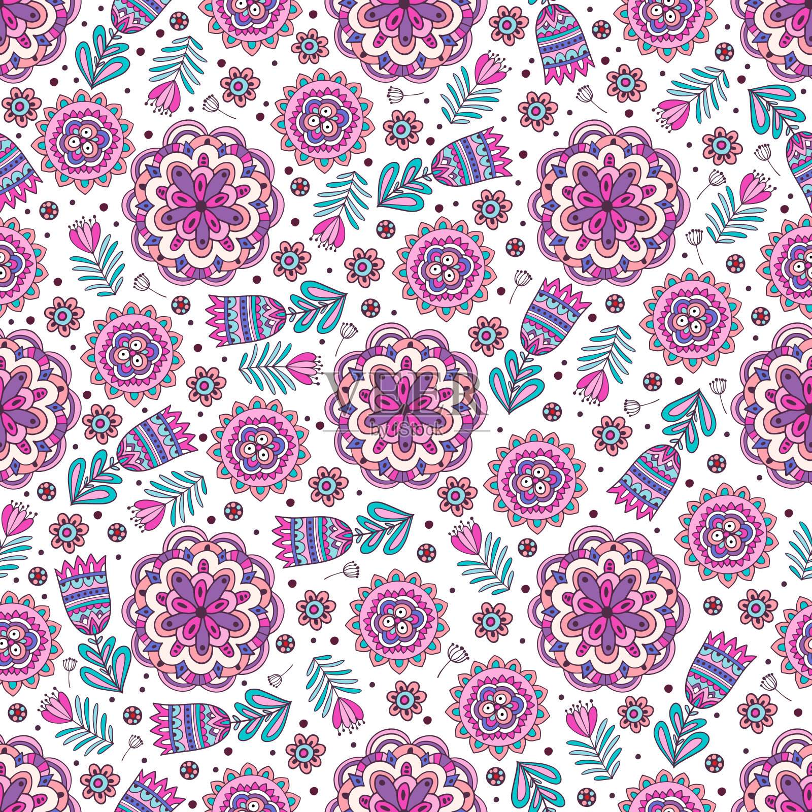 时尚的结构模式。无缝模式打印。向量。在颜色上涂鸦紫色、橙色和黄色插画图片素材