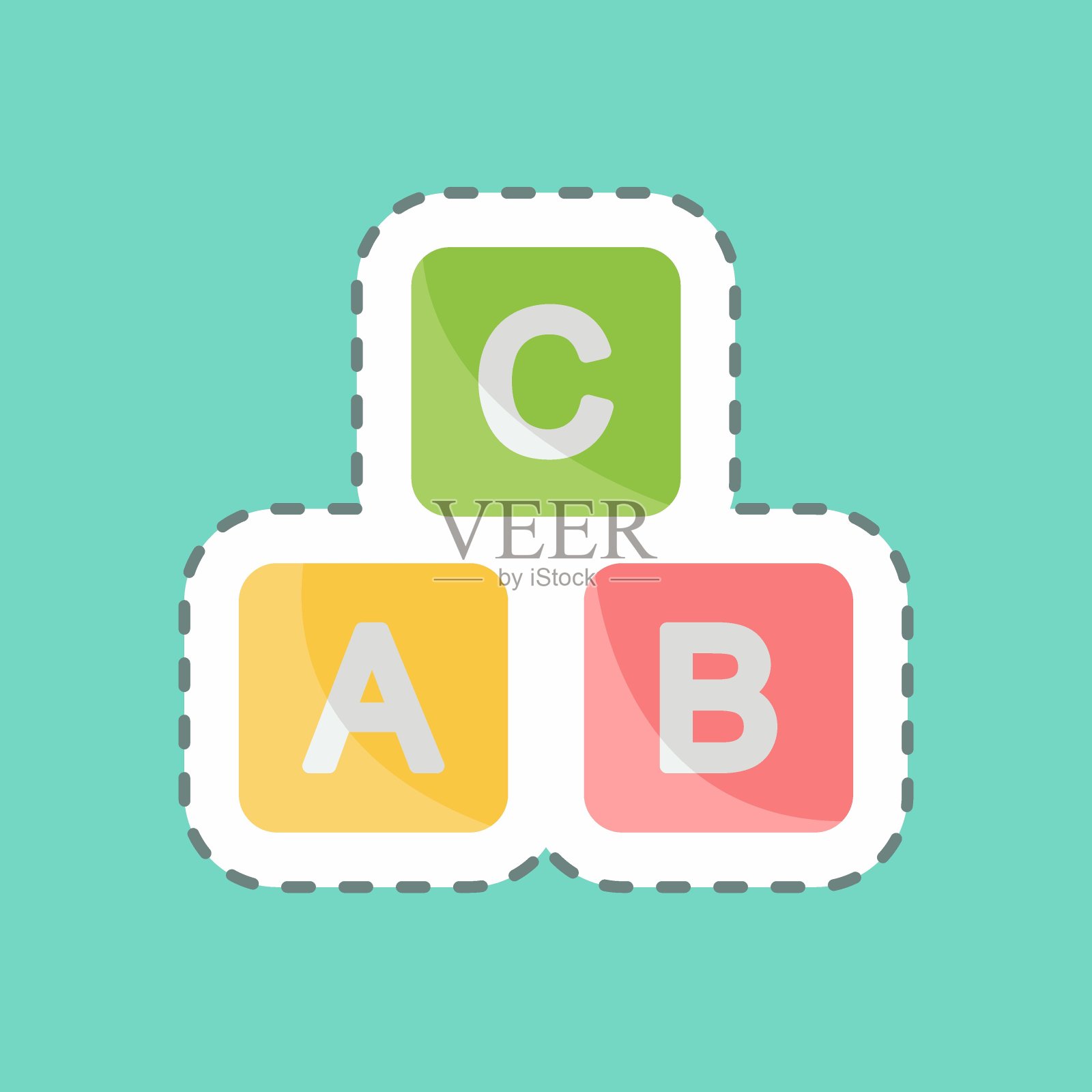 贴纸线切割块。适合婴儿的标志。简单的设计可编辑。设计模板向量。简单的符号说明插画图片素材