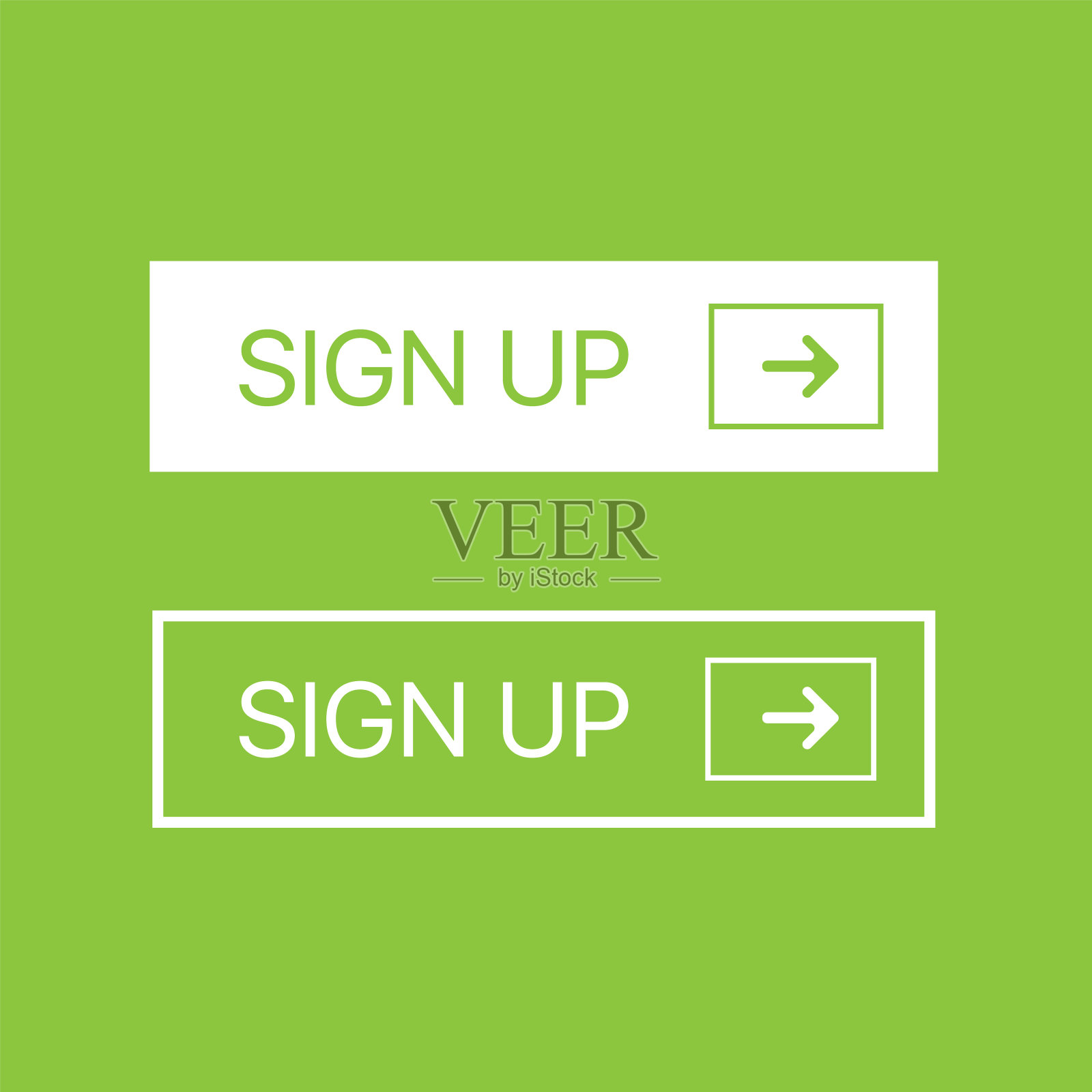 注册绿色和白色按钮矢量插图web插画图片素材