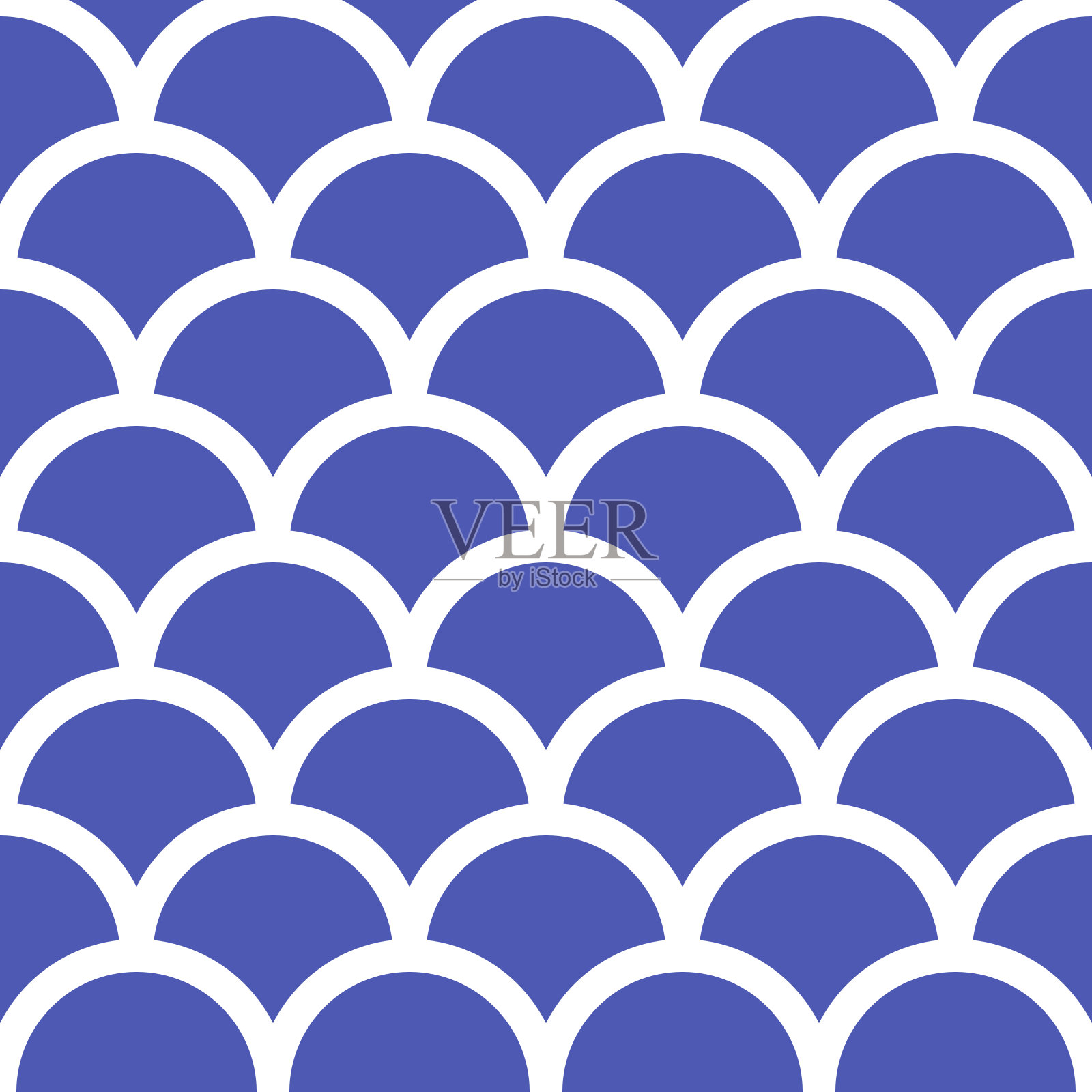 海军蓝和白色无缝的日本传统图案。美人鱼和鱼鳞。插画图片素材