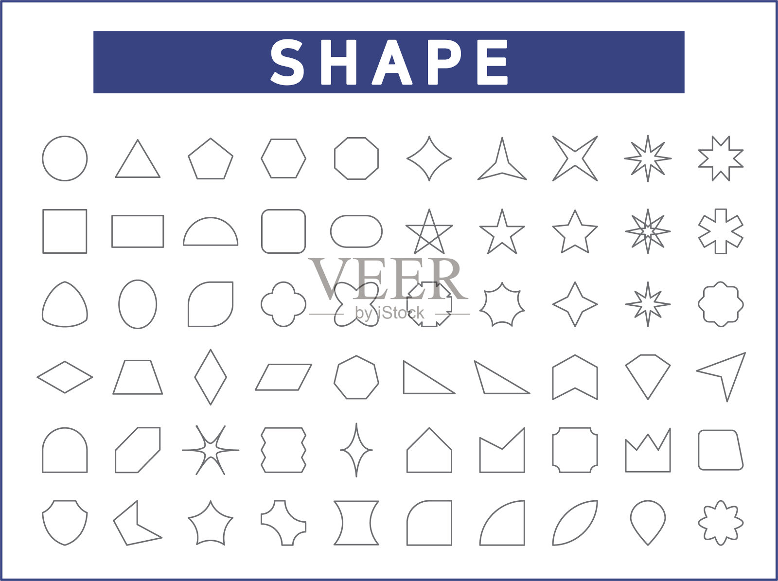 一套形状和符号图标线条样式。图标素材
