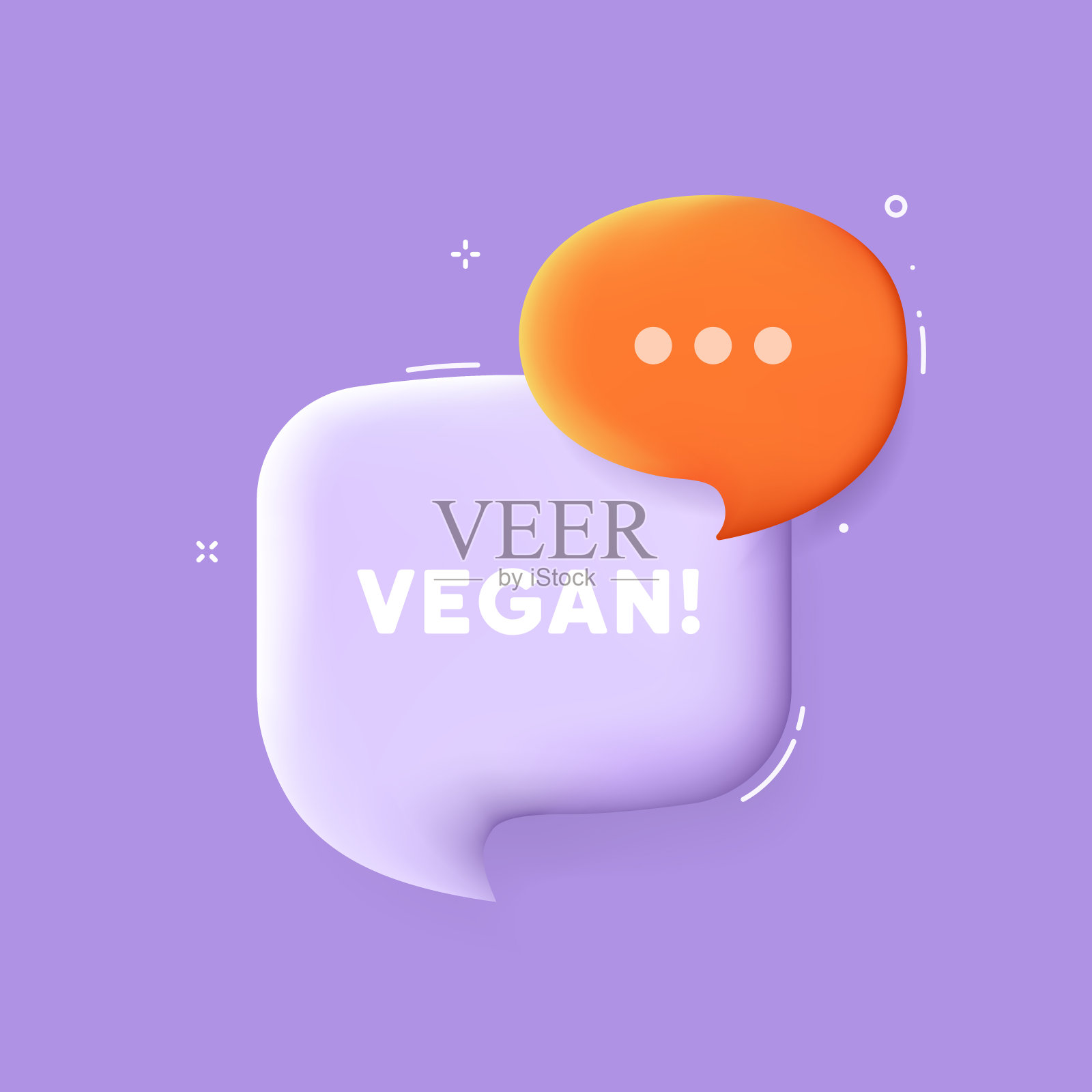 素食主义者。素食主义文本的演讲泡泡。3 d演示。波普艺术风格。矢量线图标的业务和广告插画图片素材