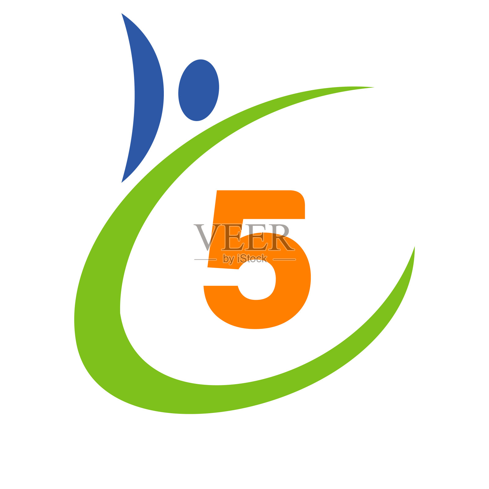 人类健康标志在字母5上。保健标志模板。医疗标识符号插画图片素材