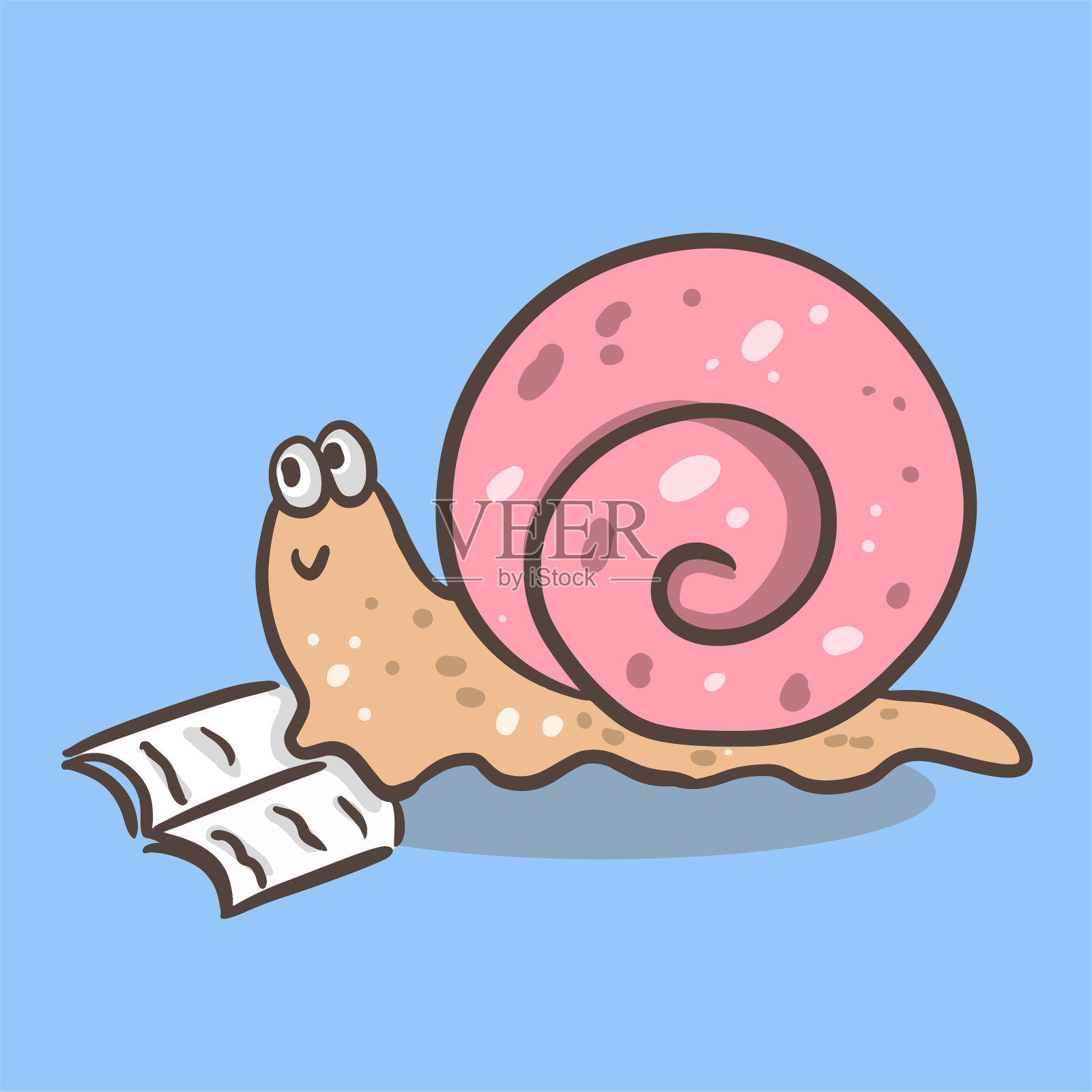 可爱的蜗牛卡通学生动物读上一本书，回到学校设计元素图片