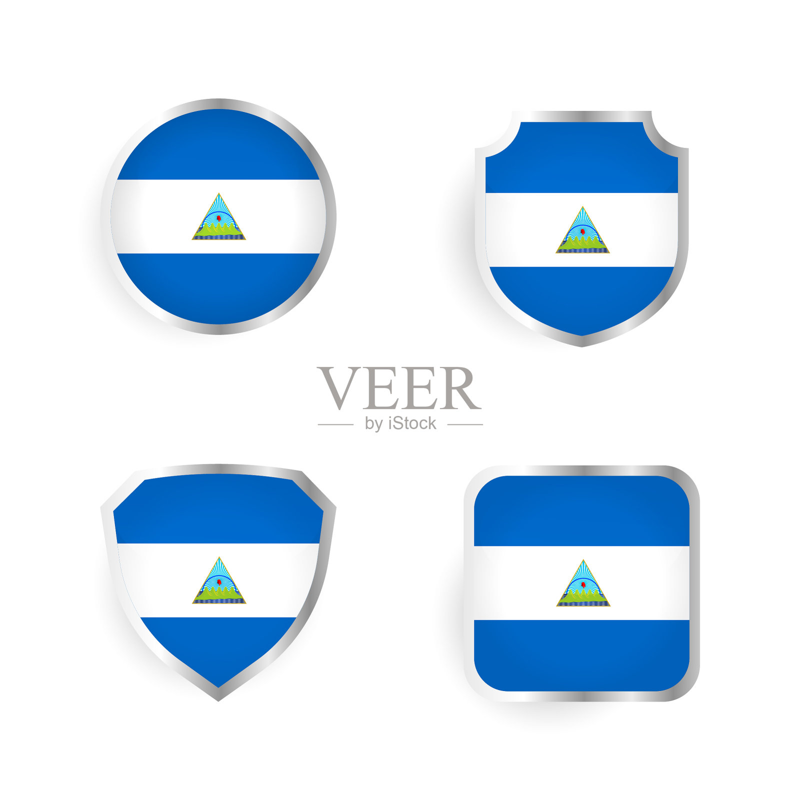 尼加拉瓜国家徽章和标签收藏设计元素图片