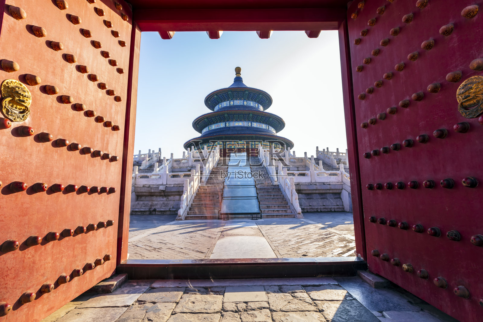 中国北京的天坛，原文翻译为“祈年殿”照片摄影图片