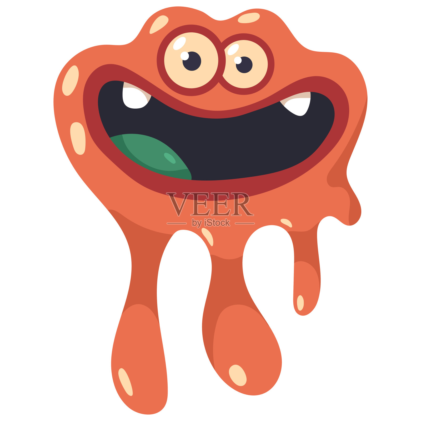 有趣的黏液细菌载体卡通人物孤立在白色背景。设计元素图片