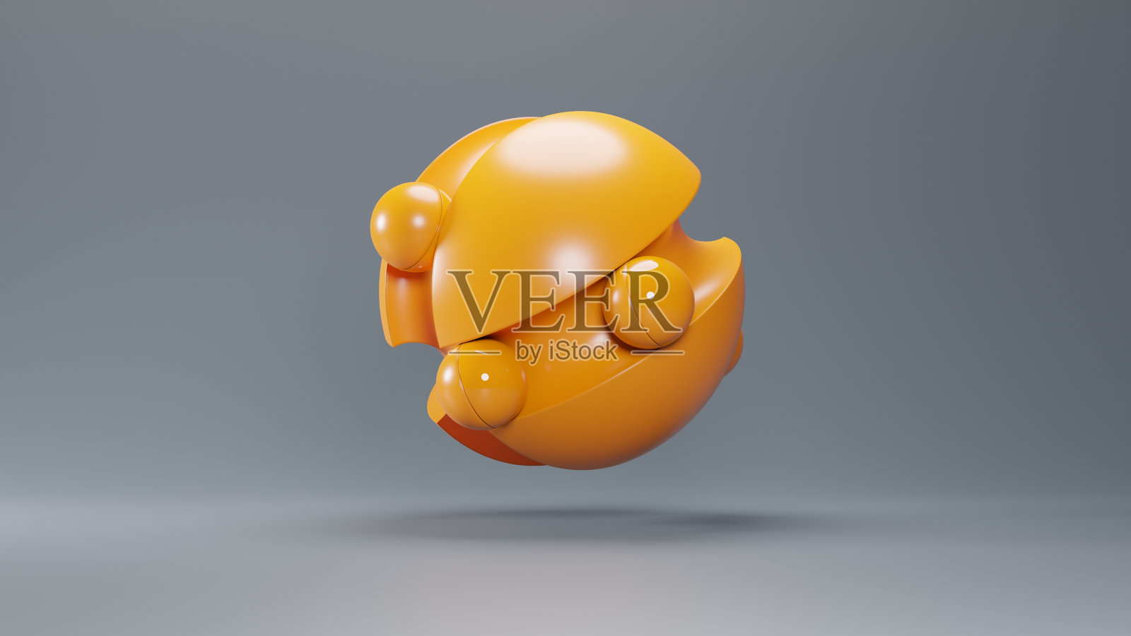 未来主义风格的橙色球。插图抽象3d渲染。照片摄影图片