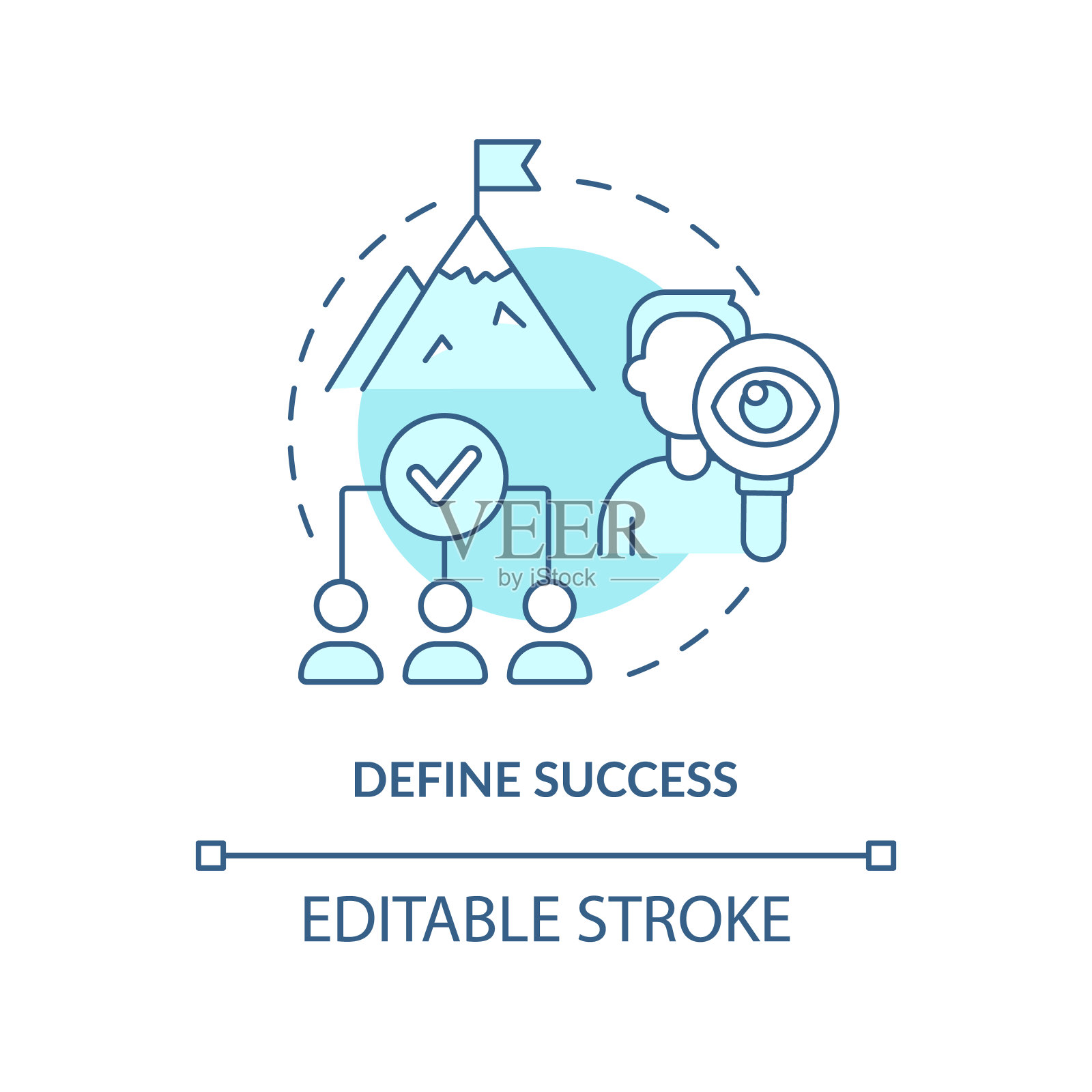 定义成功绿松石概念图标插画图片素材