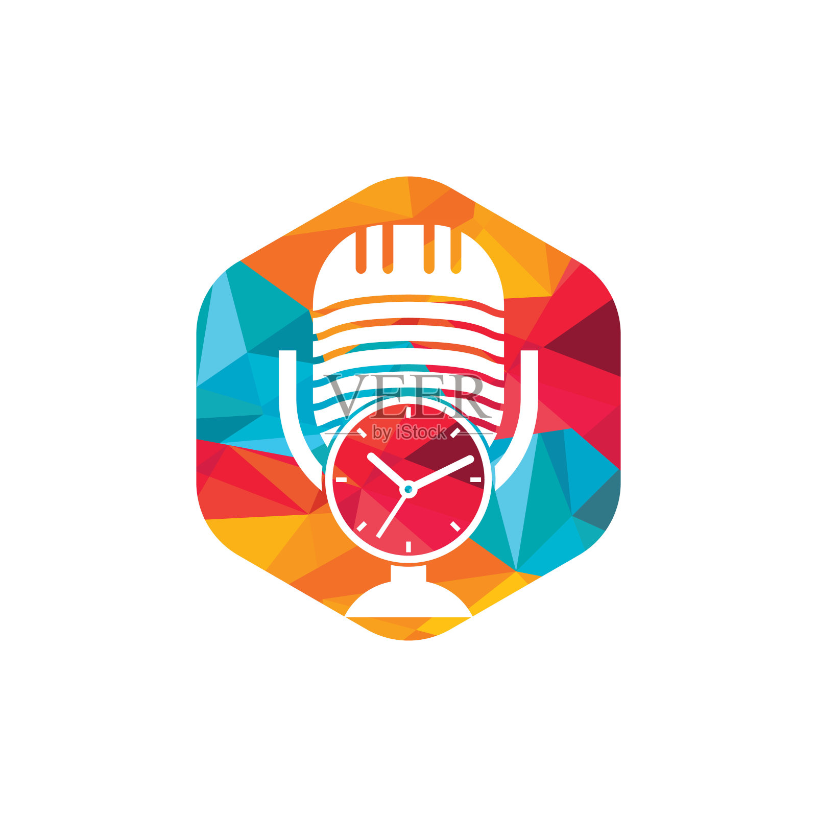 播客时间矢量logo设计模板。插画图片素材