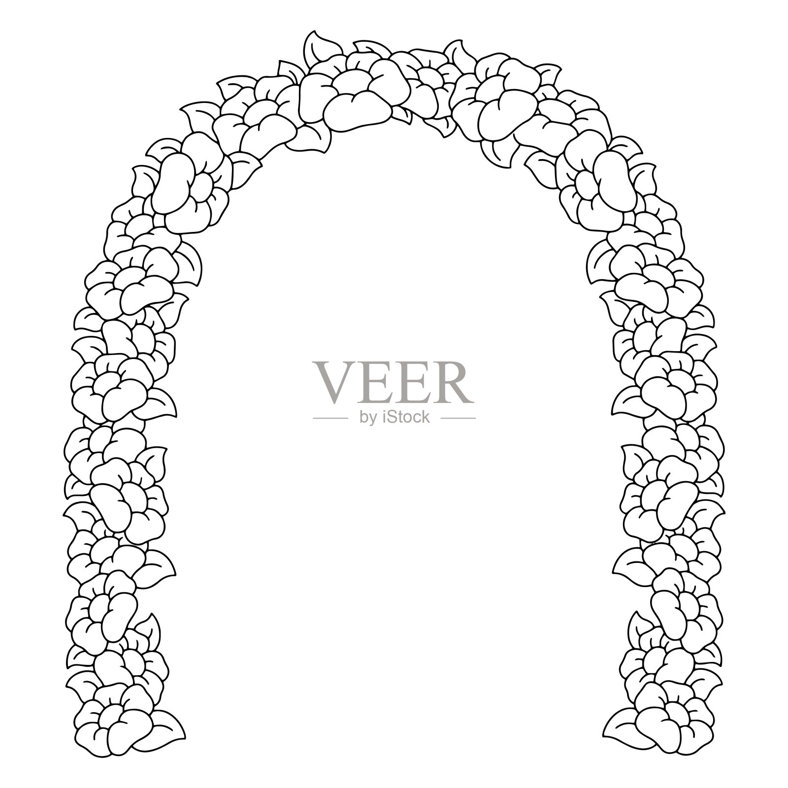 美丽的花。着色页面。设计元素贺卡，婚礼邀请，生日。矢量插图孤立在白色背景上。插画图片素材