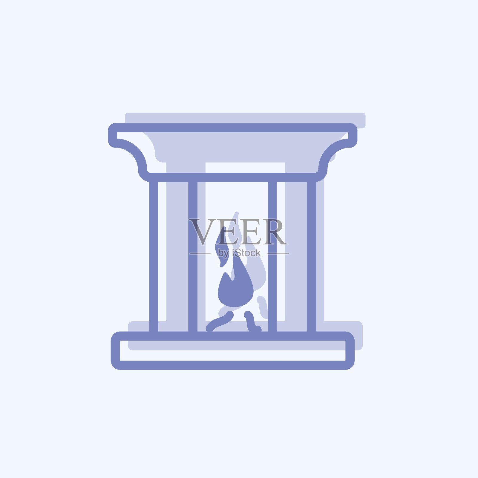 图标壁炉。适合家居标志。两个音调的风格。简单的设计可编辑。设计模板向量。简单的符号说明插画图片素材