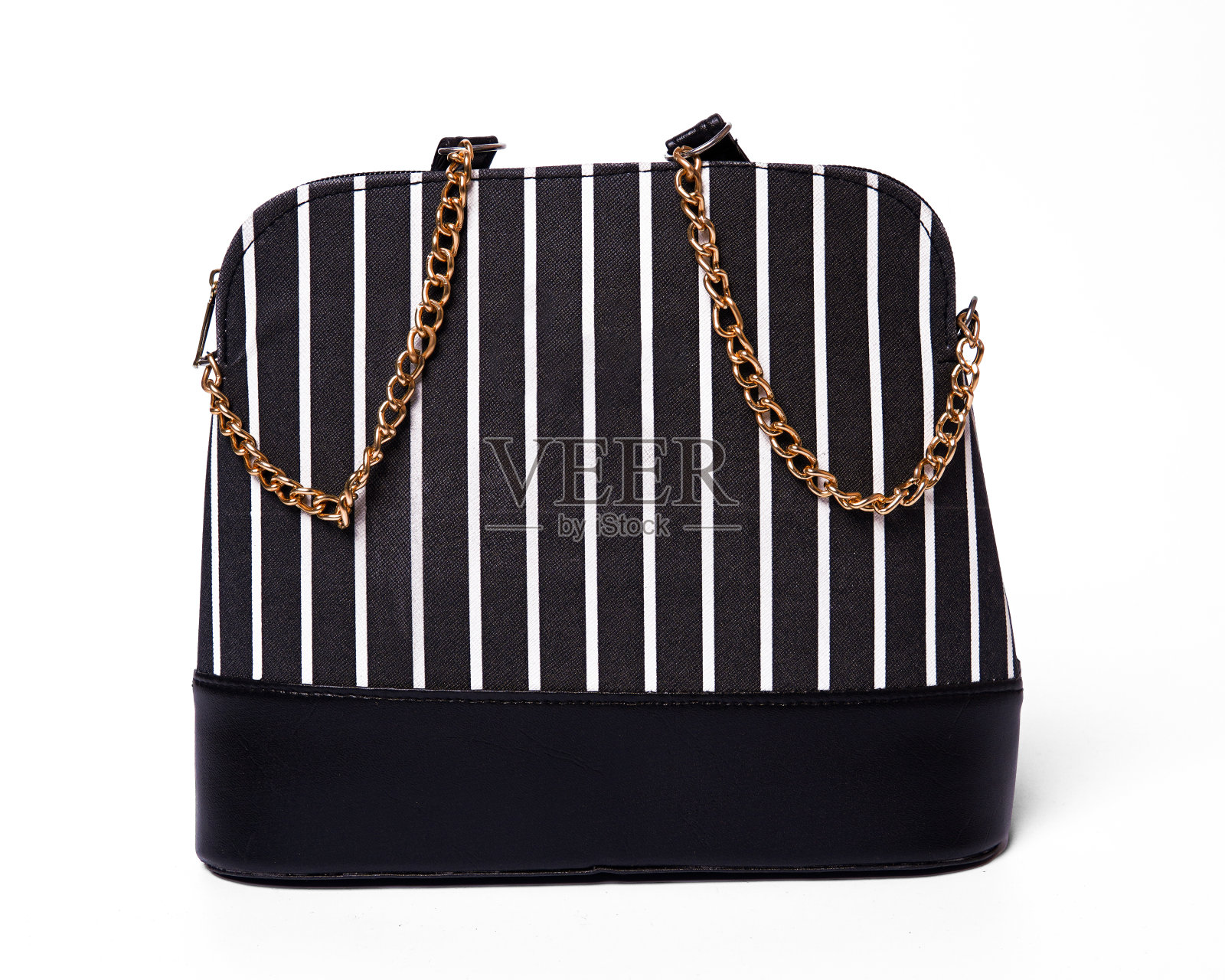 黑色和白色条纹妇女包孤立的白色背景照片摄影图片