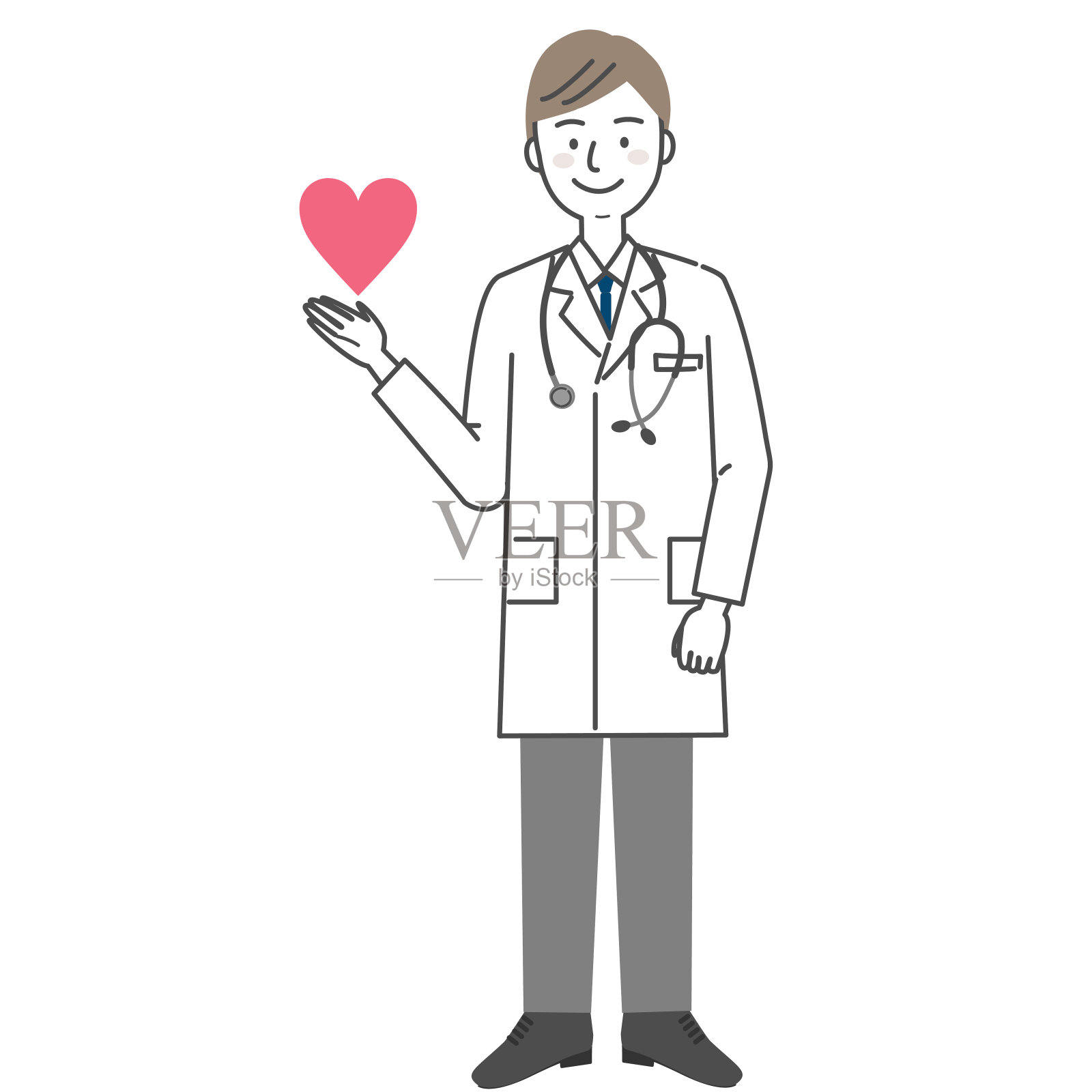 医生拿着一颗粉红色的心脏设计元素图片