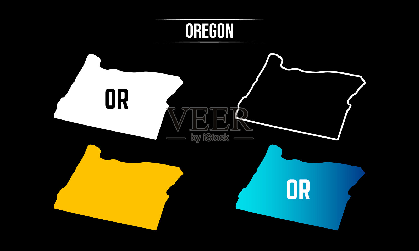 俄勒冈州地图设计插画图片素材