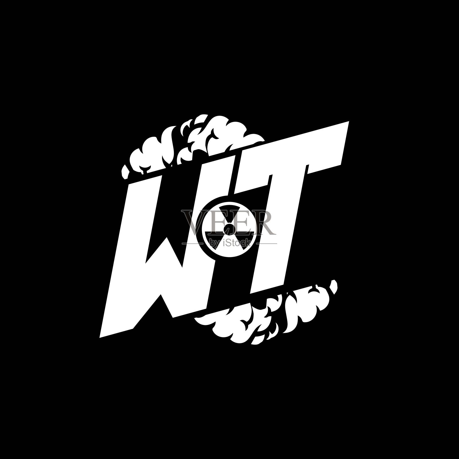 WT字母形状烟风格插画图片素材