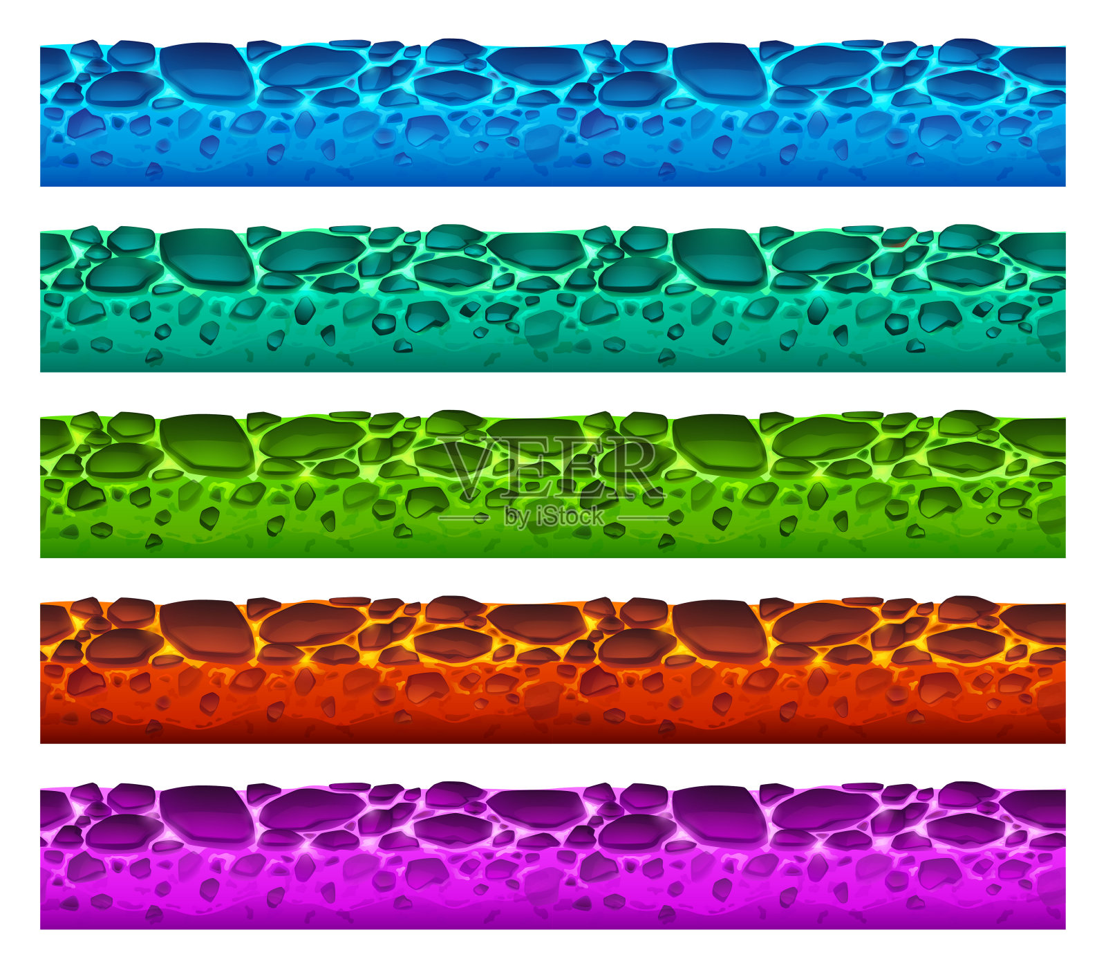 游戏地面纹理不同颜色的熔岩插画图片素材