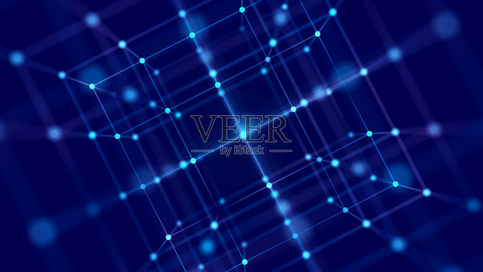 数字区块链的概念。数据存储在独立的单元。抽象背景与点和连接线。3 d渲染。照片摄影图片