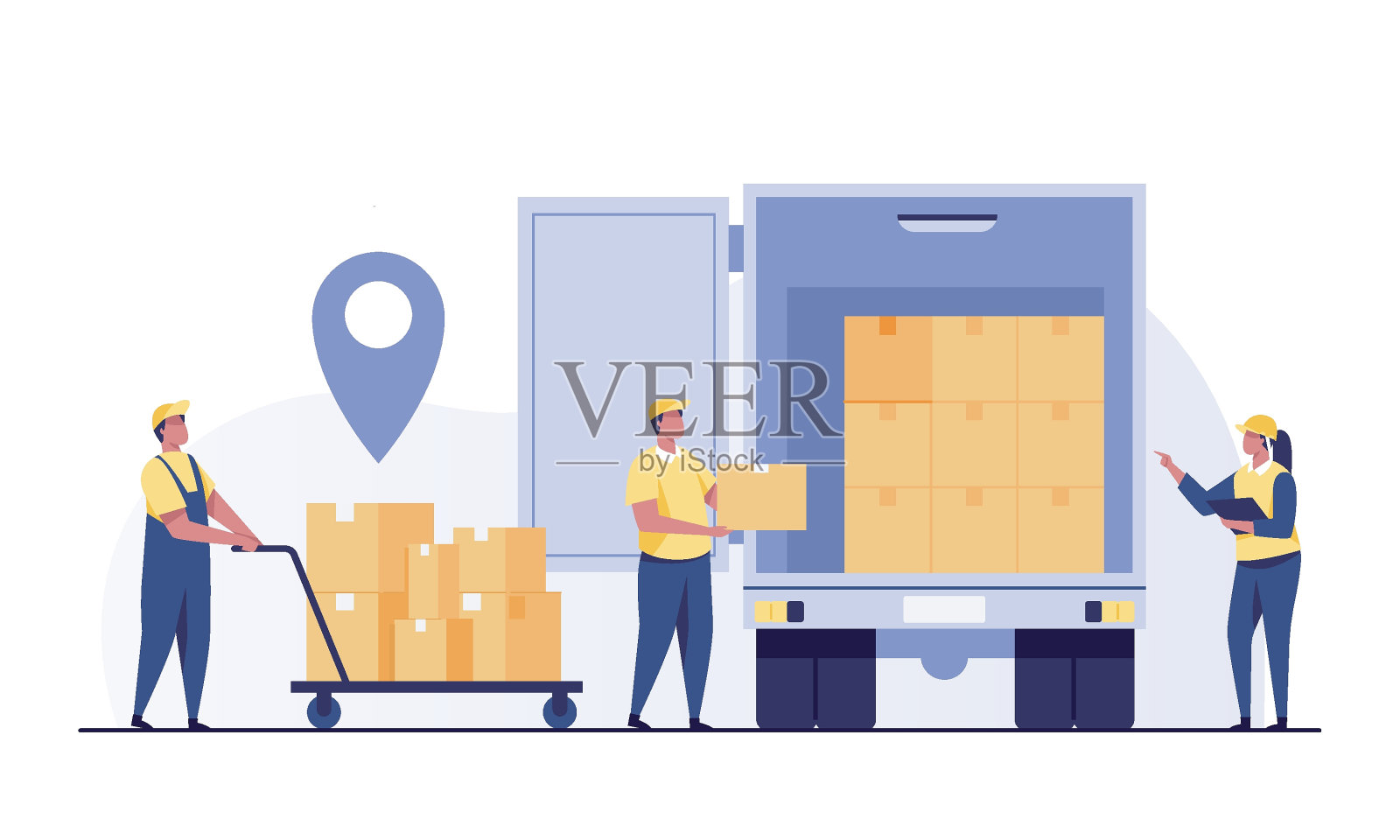 通过智能手机应用程序在线订餐。快餐交付。插画图片素材