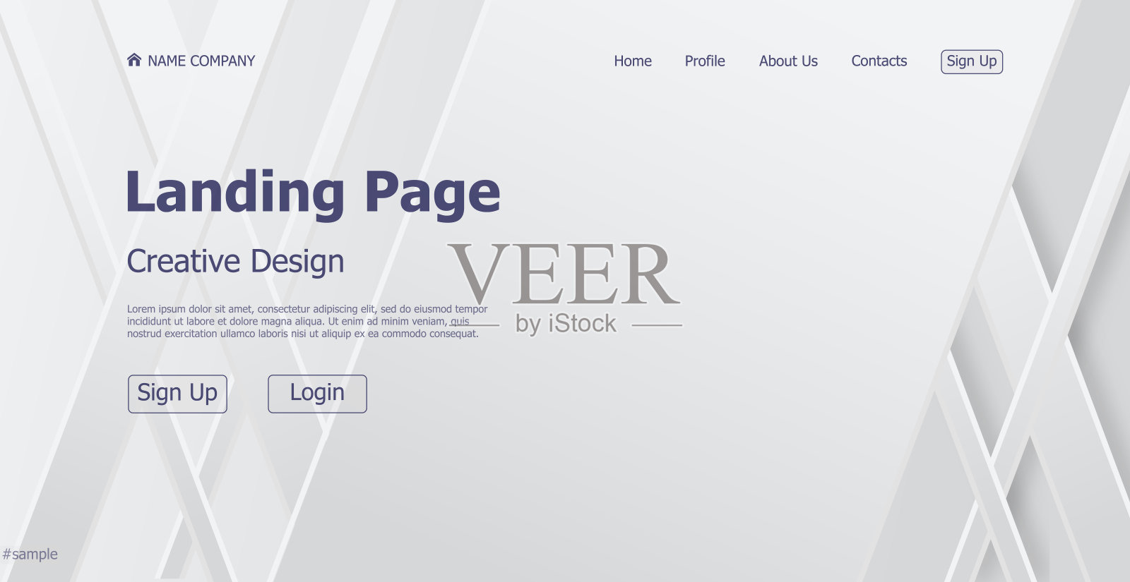 首页登陆白灰网站登陆页面模板数字网站登陆页面设计概念——向量设计模板素材