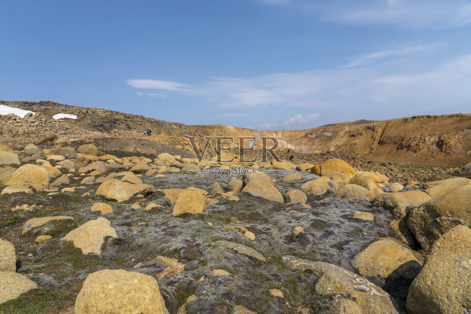 晴天赫维拉达里尔地热区的景观照片摄影图片