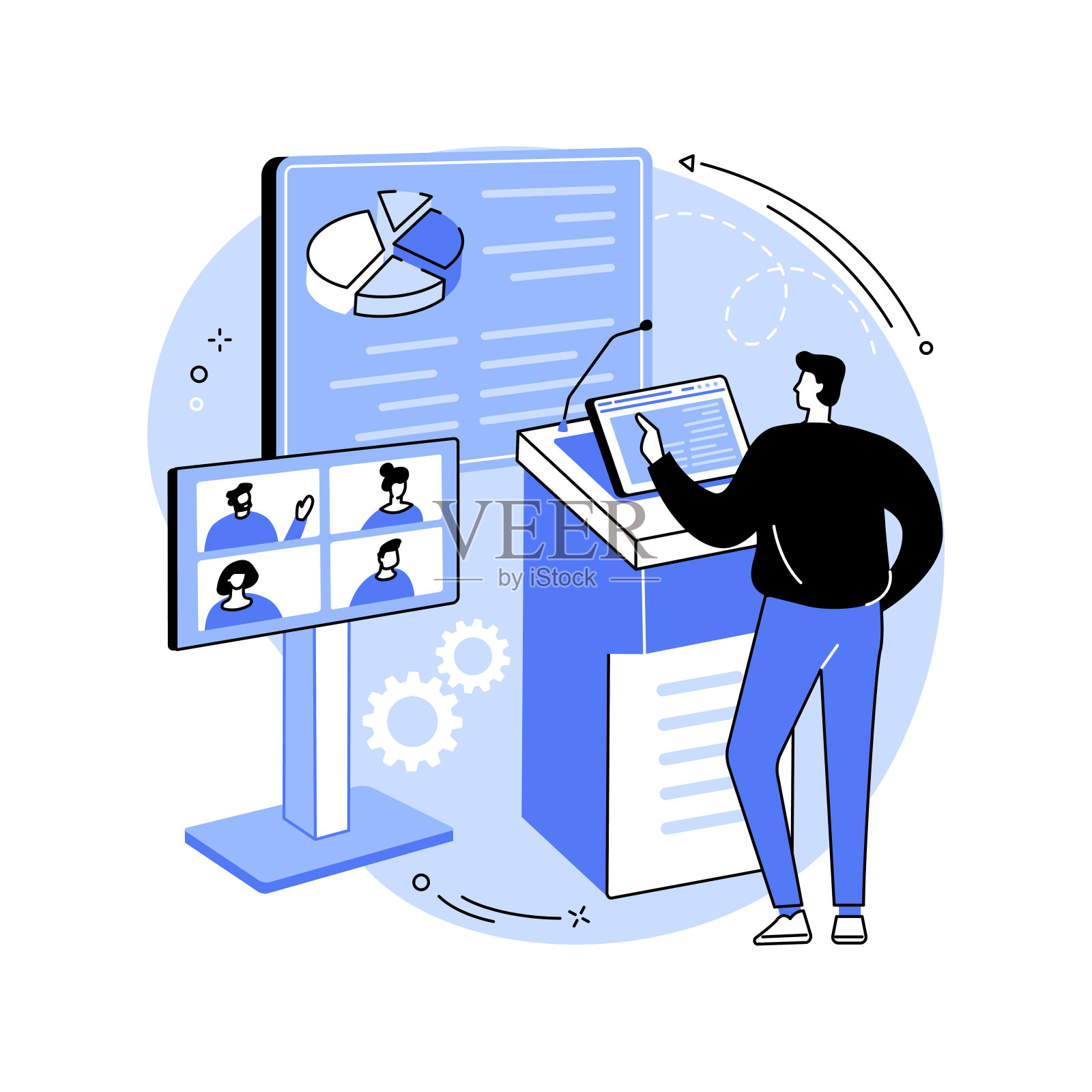 数字平台孤立卡通矢量插图。插画图片素材