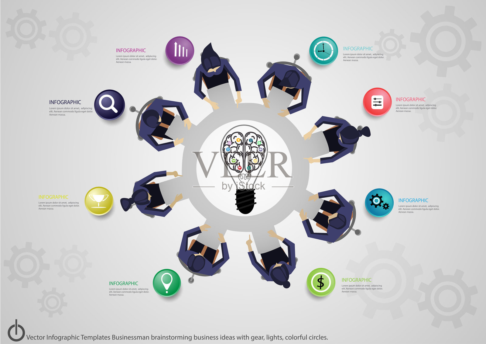 插画商业。设计现代理念和概念思考创意。为头脑风暴，社交网络，成功，计划，思考，搜索，分析，沟通，未来的想法创新技术。插画图片素材