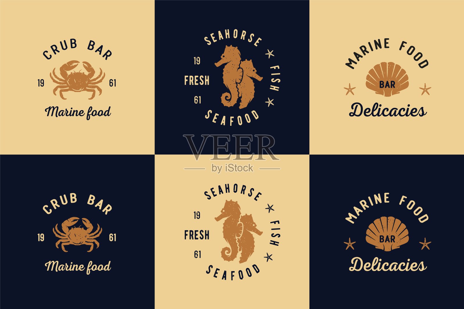 海鲜的标志。海鲜美味，鲜鱼插画图片素材