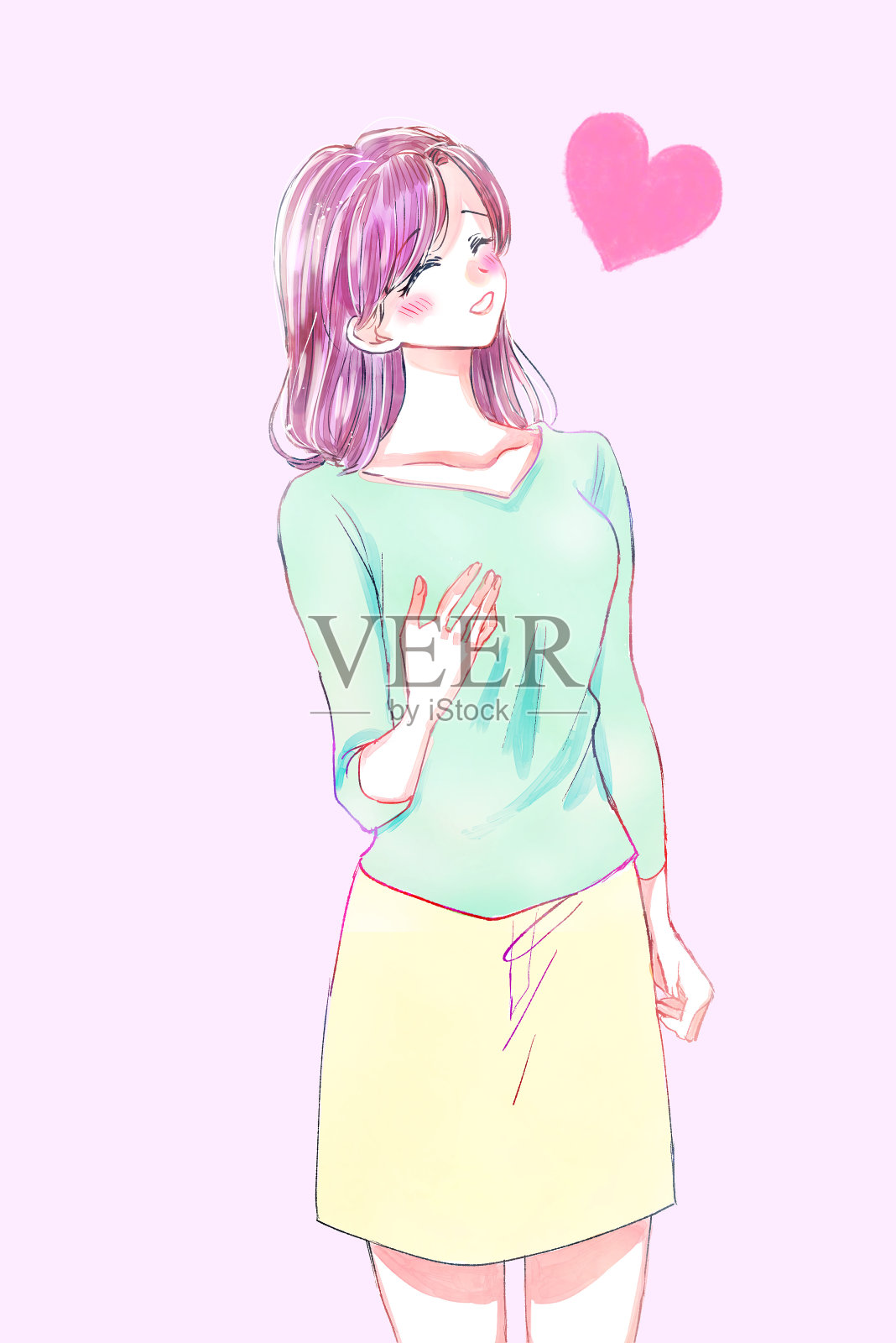 一个美丽的中年女人的插图插画图片素材