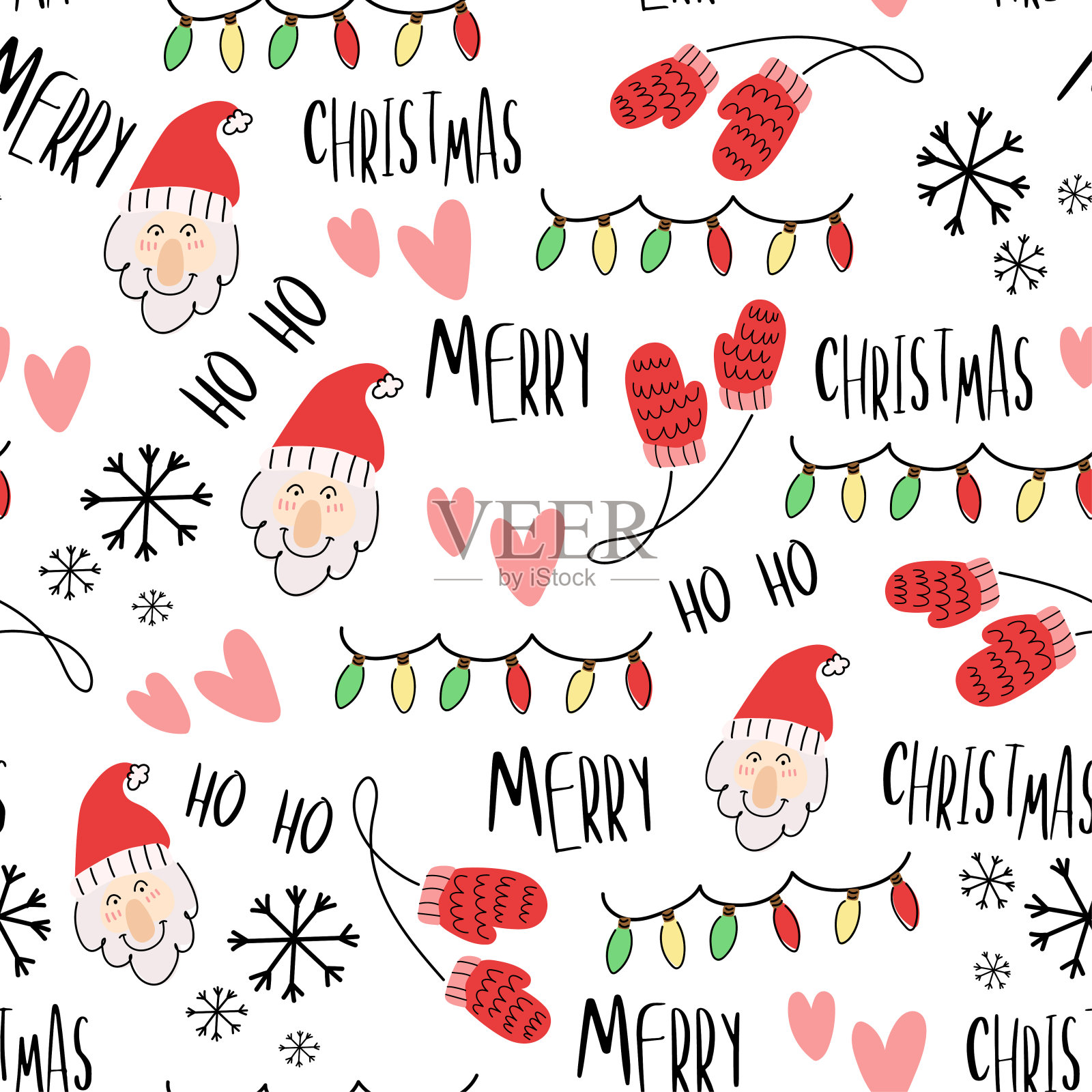 圣诞节图标无缝图案背景插画图片素材