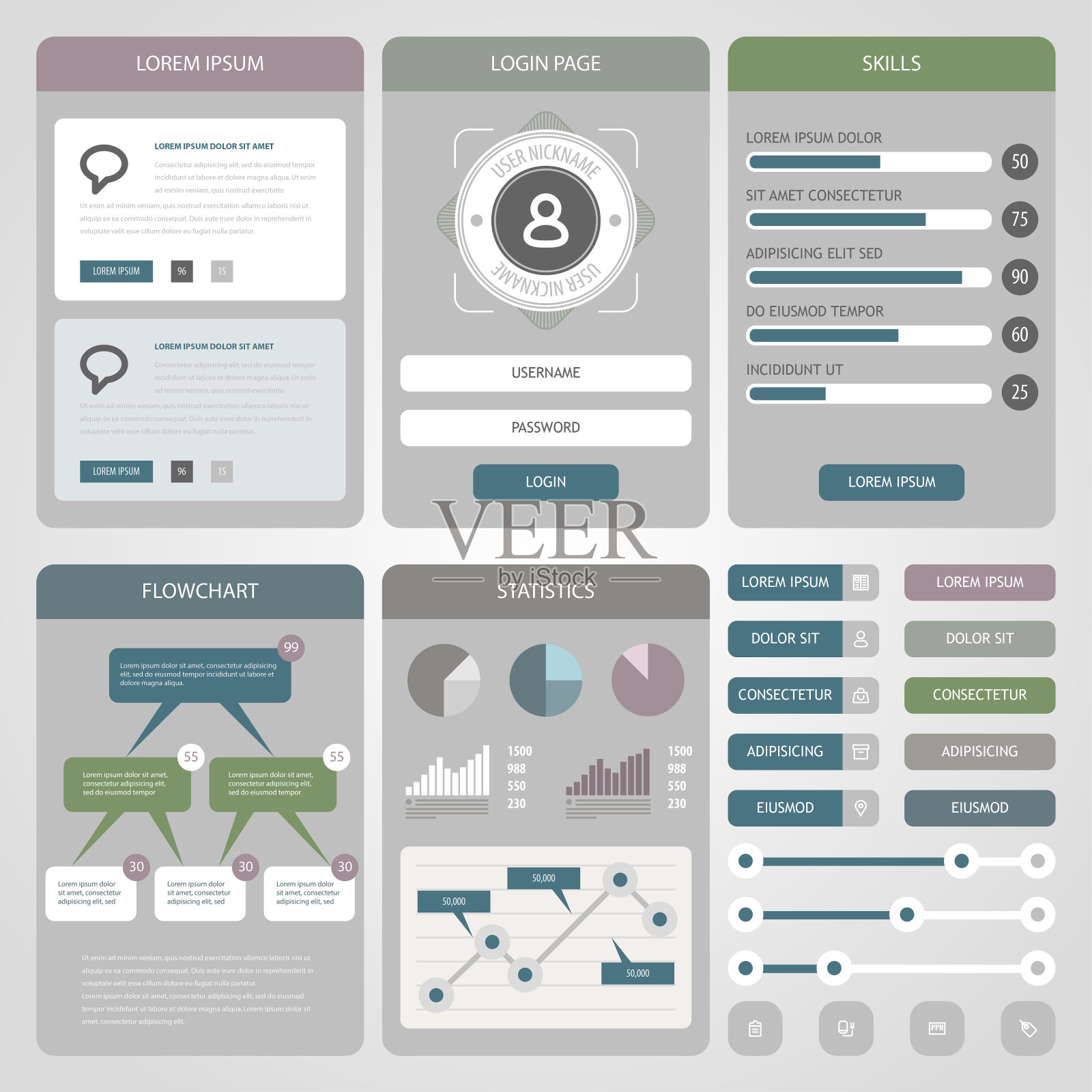 平板手机UI设计。插画图片素材