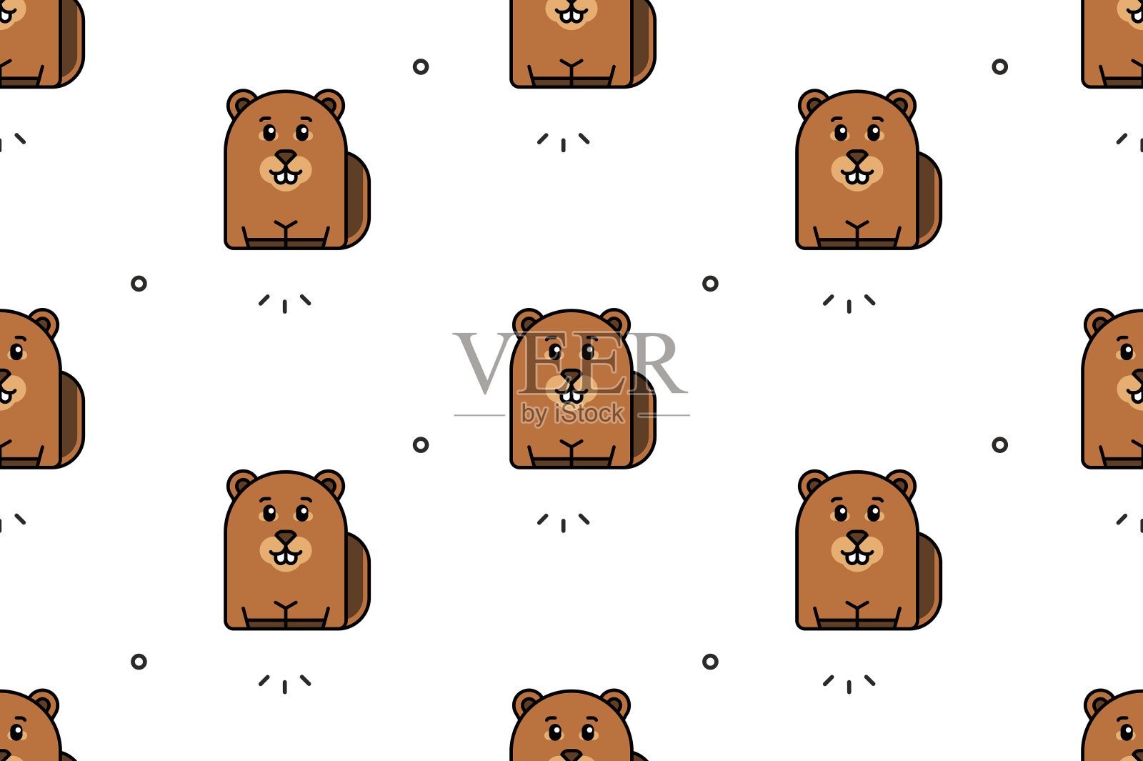 无缝图案与海狸插画图片素材