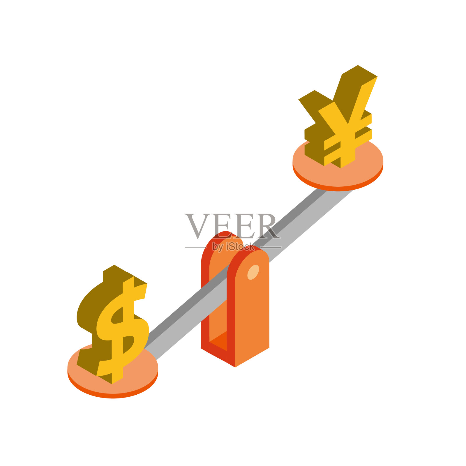 日元升值，美元贬值插画图片素材