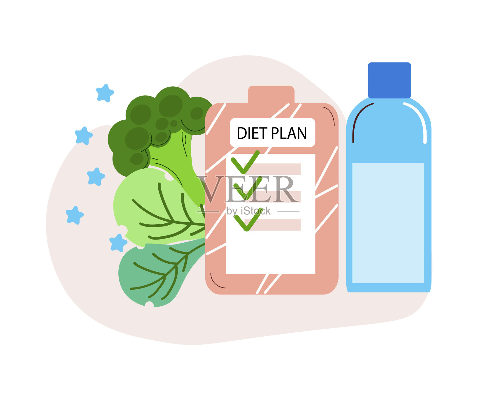 营养计划概念、健康饮食、方案、卡通矢量插图。插画图片素材