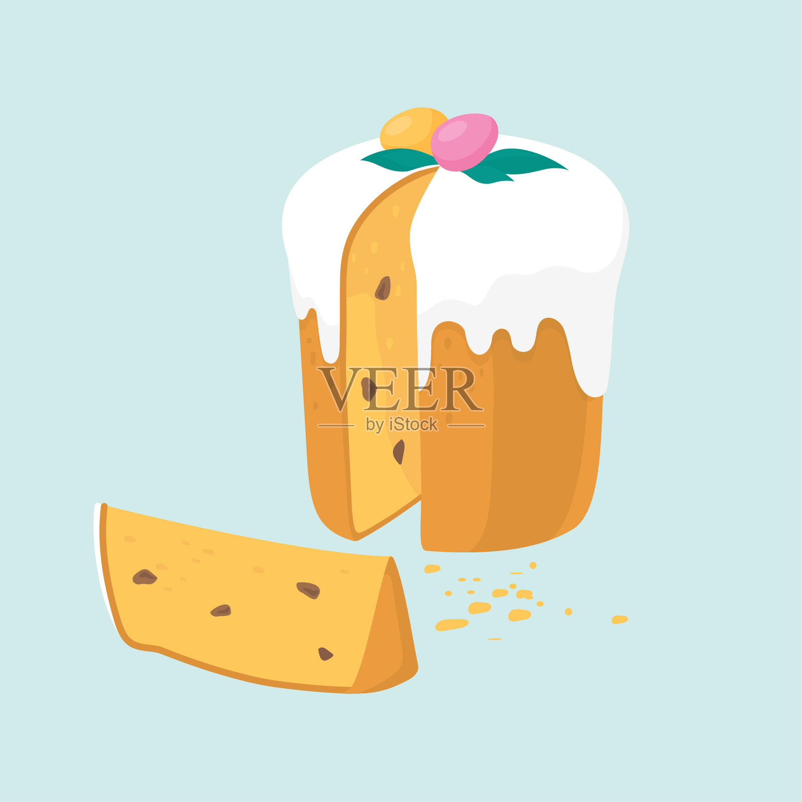 复活节假期。有节日装饰的复活节蛋糕。设计元素图片