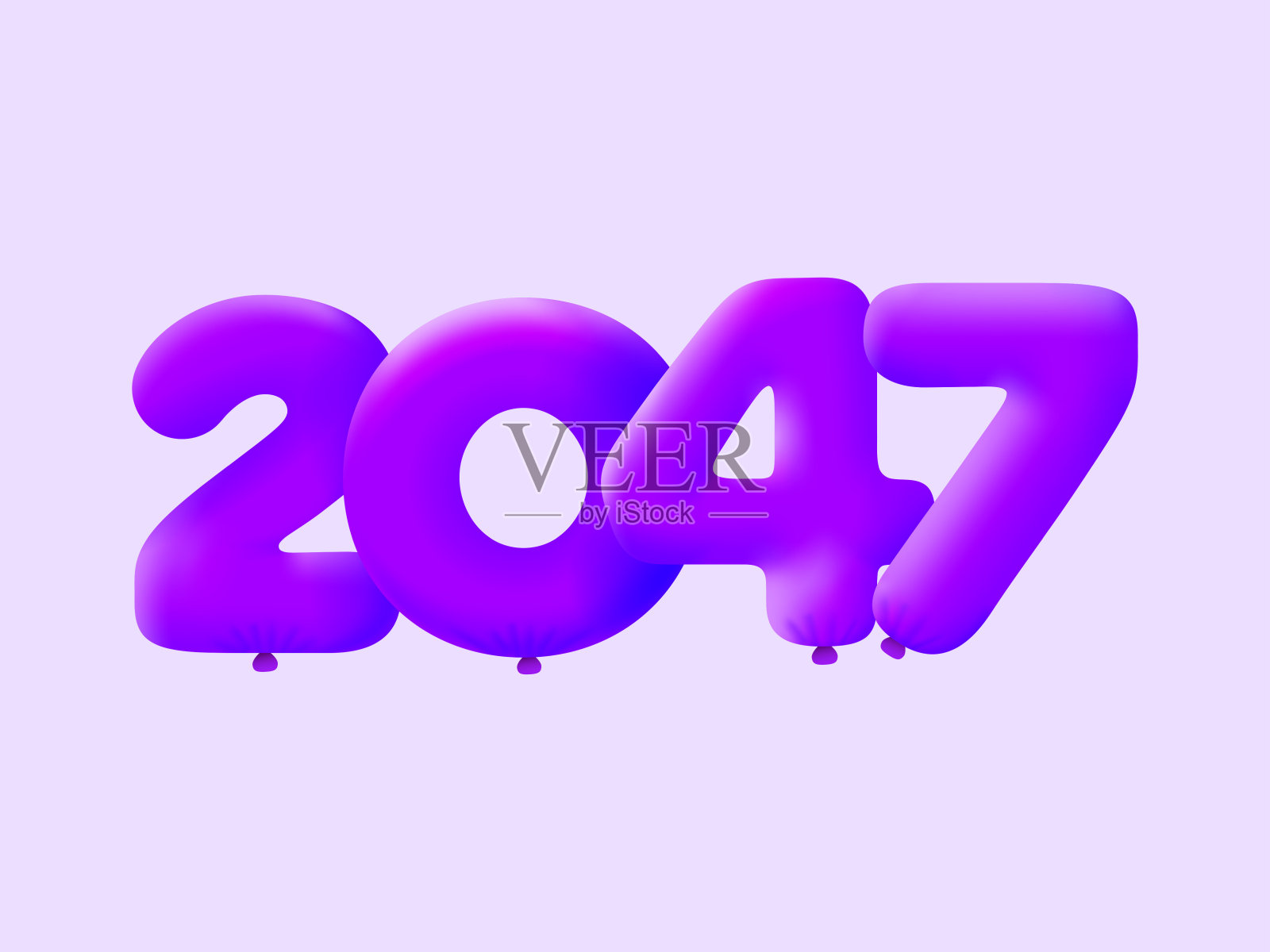 紫色3D数字2047气球现实3D氦气紫色气球。矢量插图设计派对装饰，生日，周年纪念，圣诞节，圣诞节，新年，节日销售，庆典，狂欢插画图片素材
