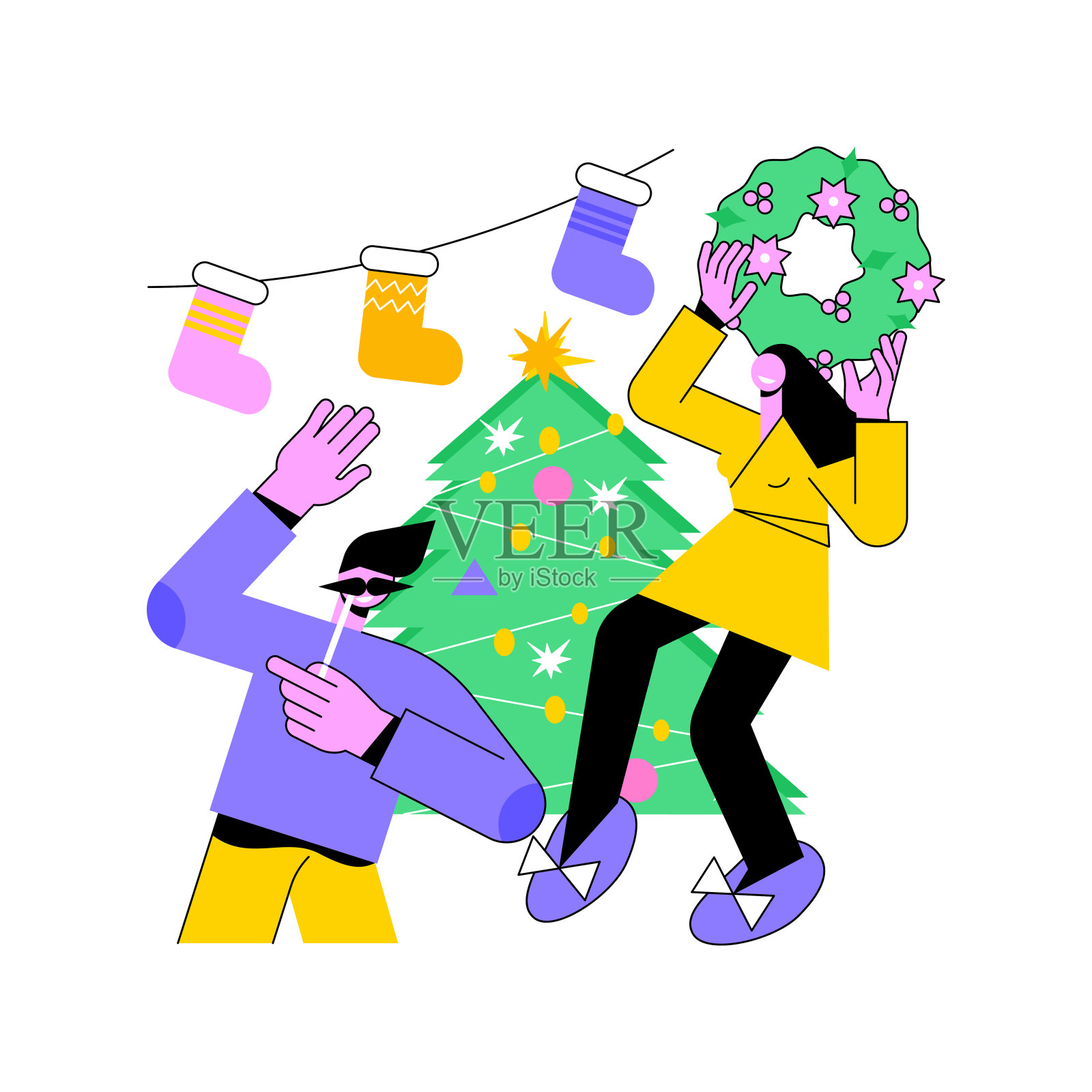 圣诞派对抽象概念矢量插图。插画图片素材