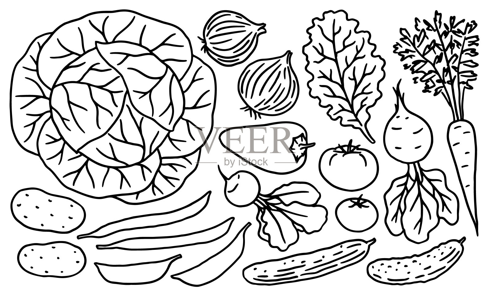 一套手绘的当地农产品插画图片素材