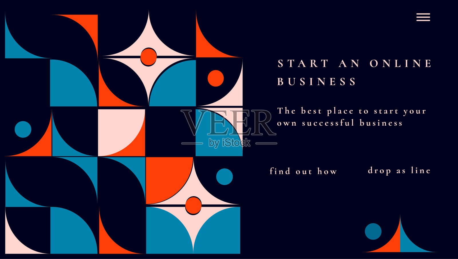 抽象的背景，几何形状的图案。一个营销网页，一个极简主义风格的现代元素(圆，线)的商业。打印。网络、业务、思想。矢量艺术插图。插画图片素材