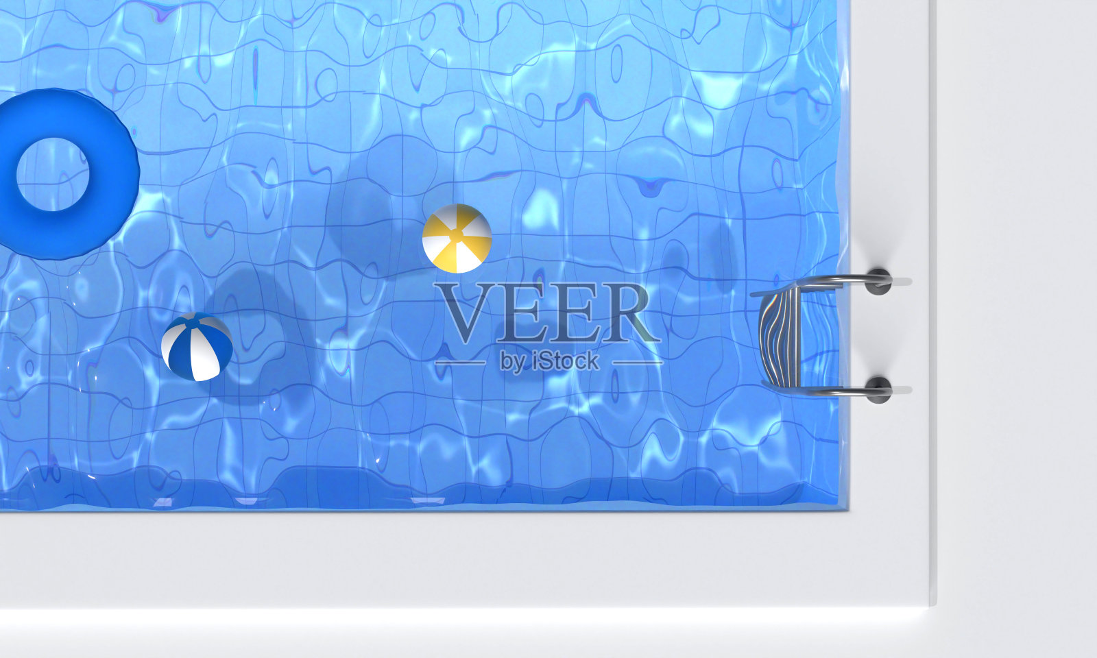 游泳池和浮球和沙滩球图像3dcg插图照片摄影图片