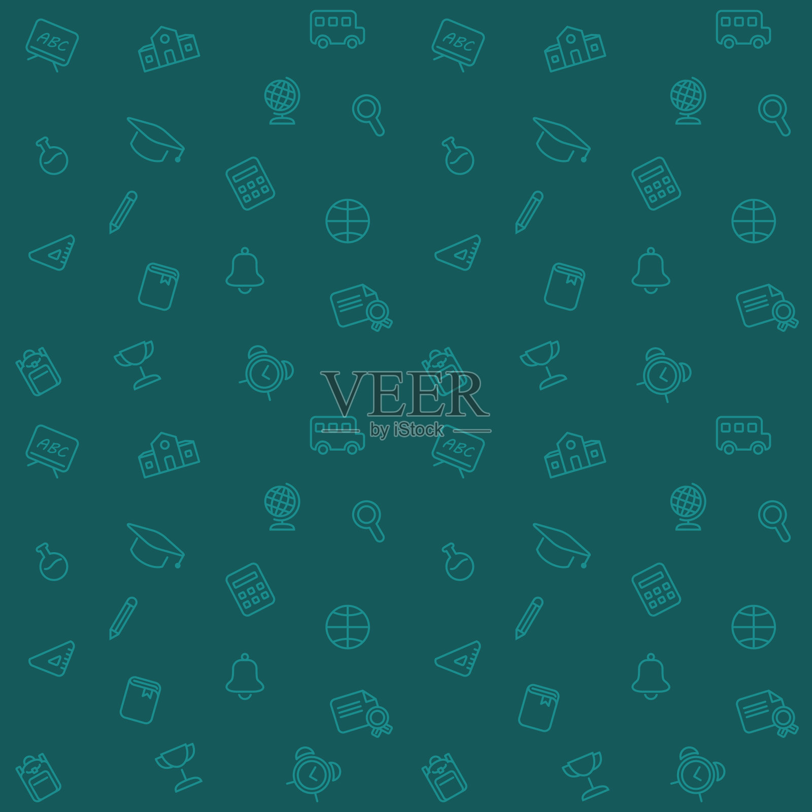 无缝图案与学校的图标。向量图标素材