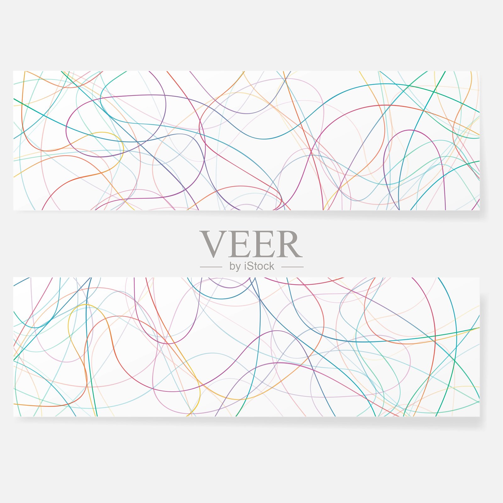 抽象的彩色线条飘扬着白色的旗帜插画图片素材