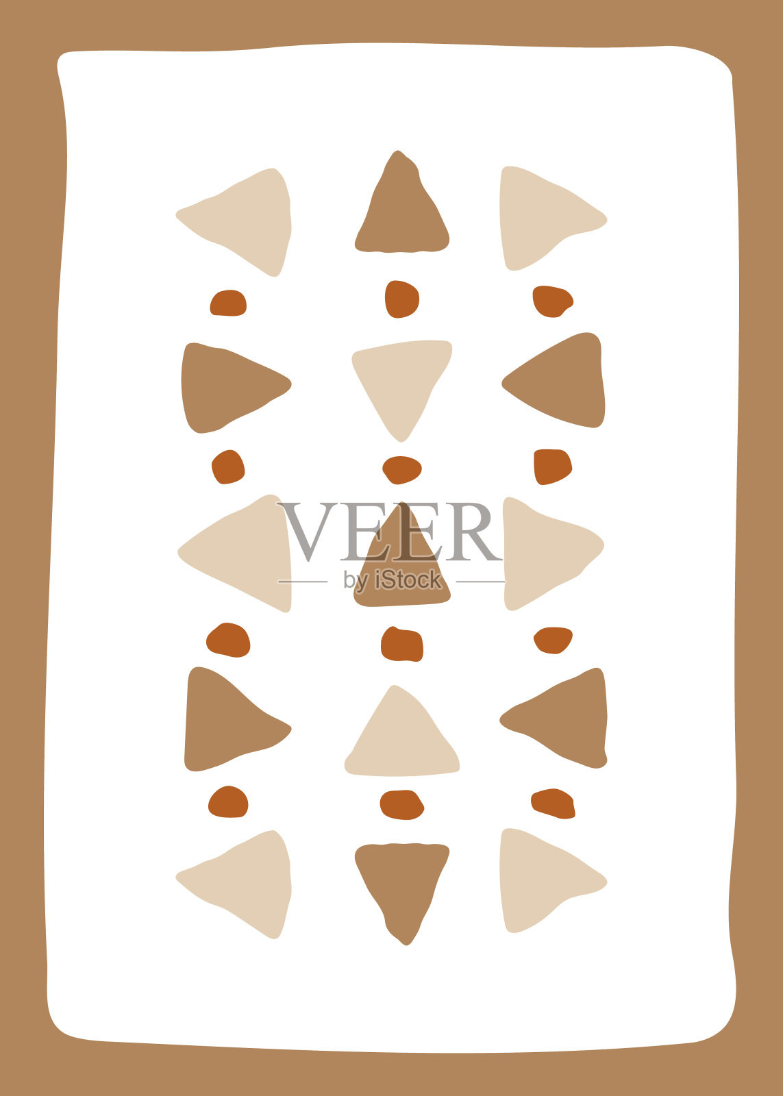 波西米亚现代风格的抽象海报，平面上有三角形。当代明信片上米色背景与斑点和下降。贺卡上的矢量插图插画图片素材