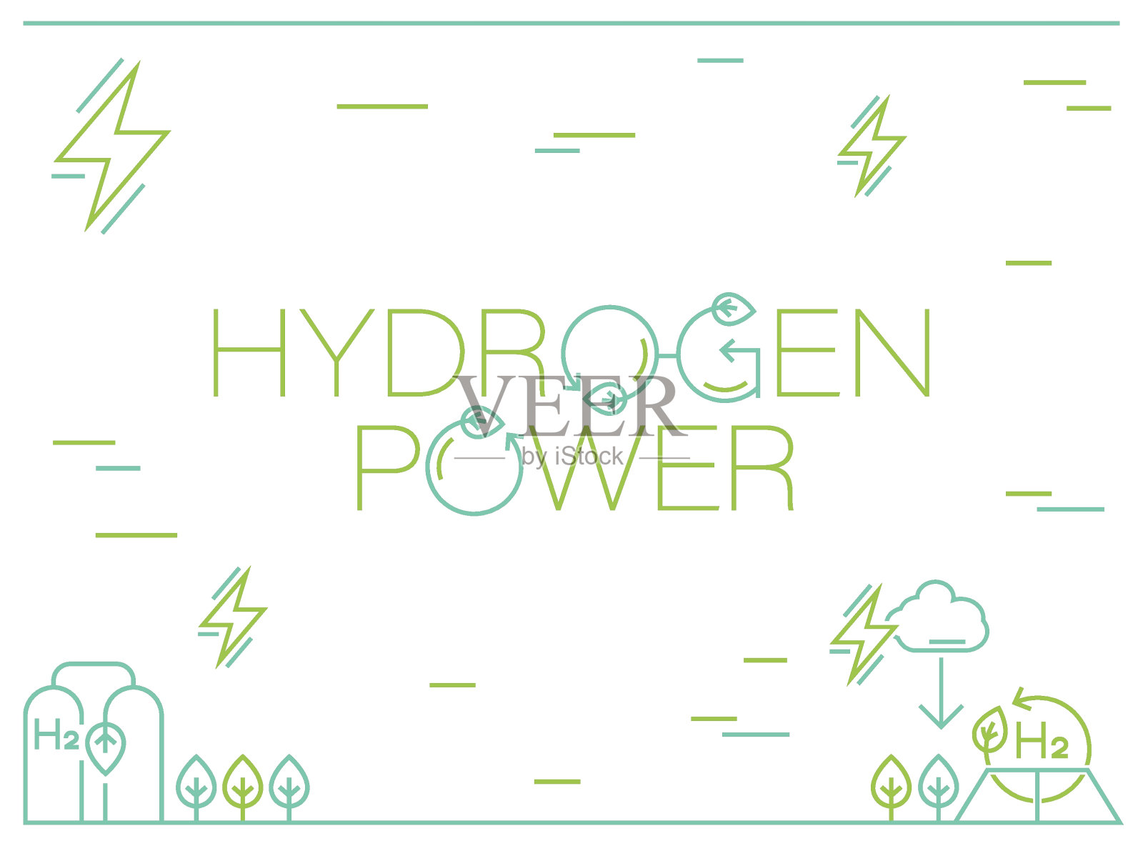 绿色氢能源生产。可编辑的矢量图插画图片素材
