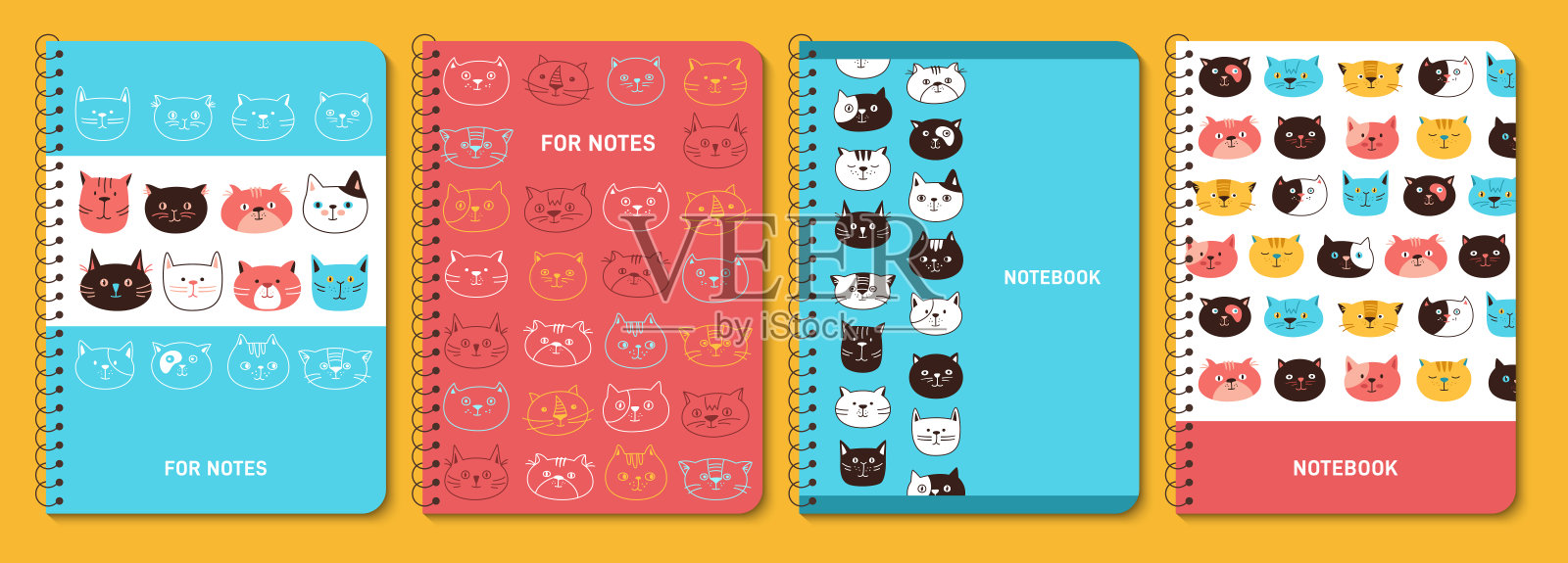 猫情绪面对潮流封面小猫卡哇伊线设计笔记本规划师小册子目录模板设计元素图片