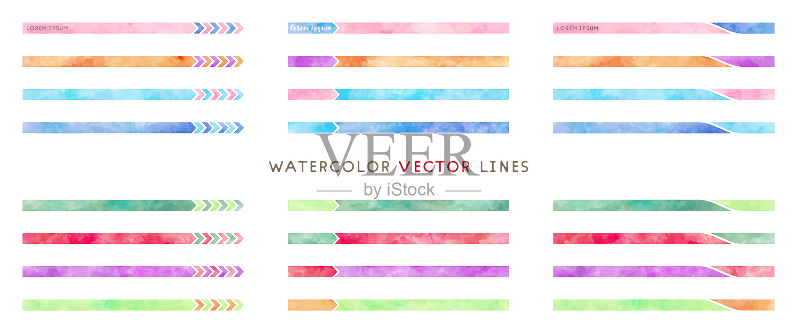 水彩彩色矢量线框架集插画图片素材