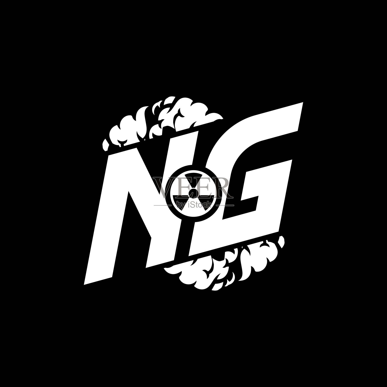 NG字母组合形状烟风格插画图片素材