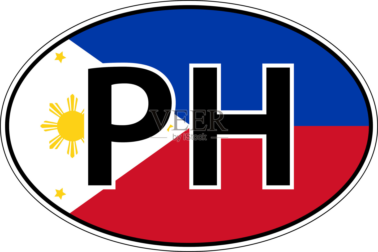 菲律宾共和国国旗标签贴纸车，国际车牌插画图片素材
