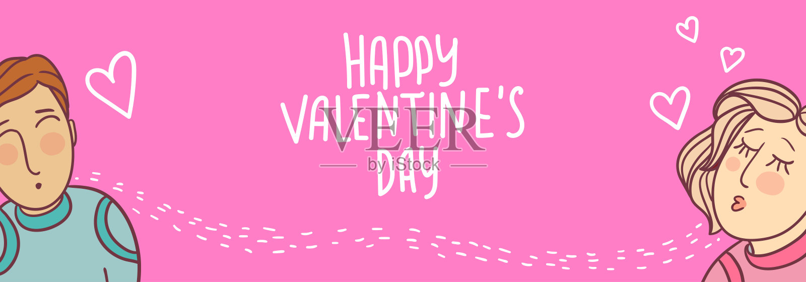 情人节快乐的横幅。相爱的男人和女人插画图片素材