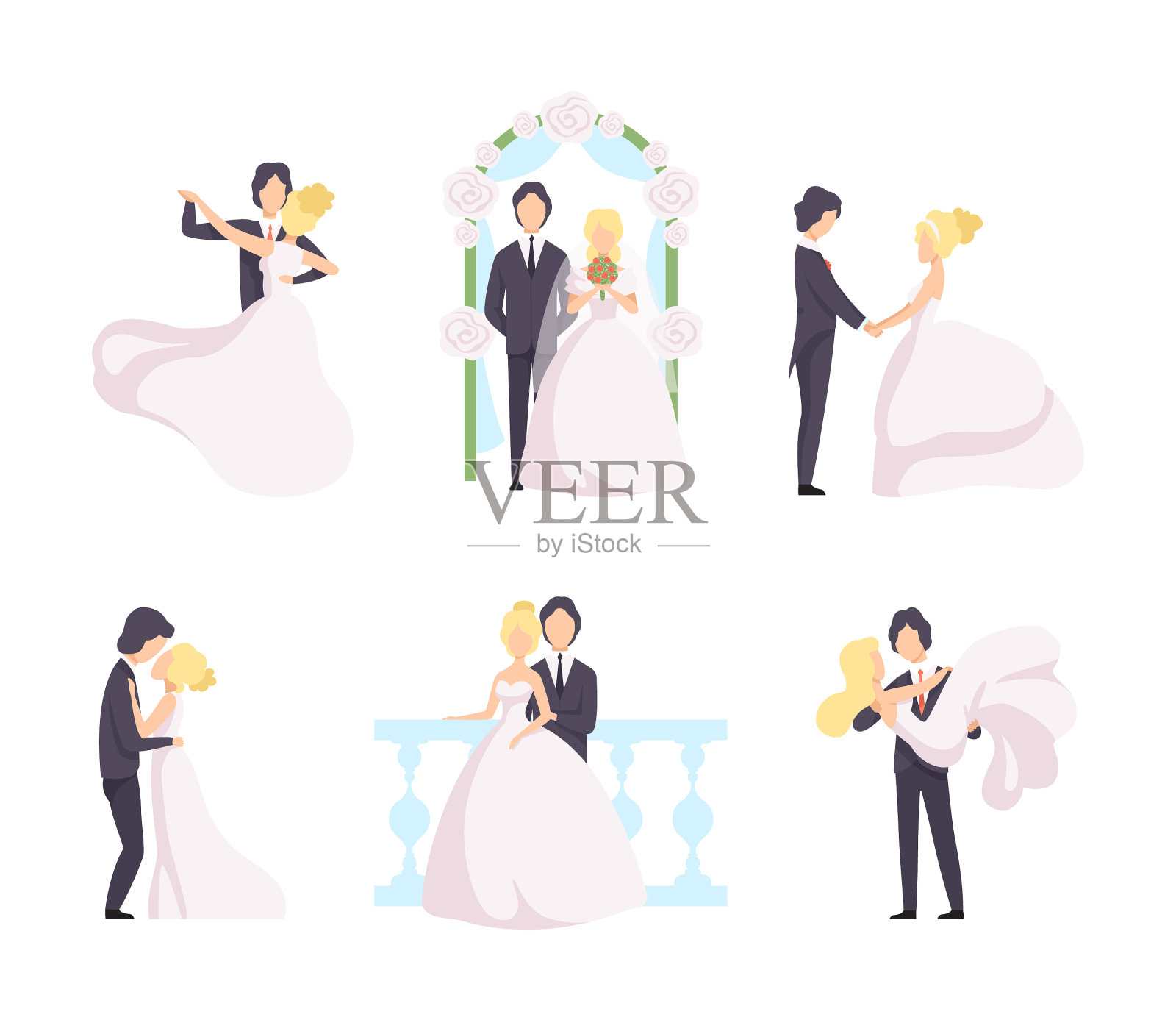 新婚夫妇是刚结婚的男女插画图片素材